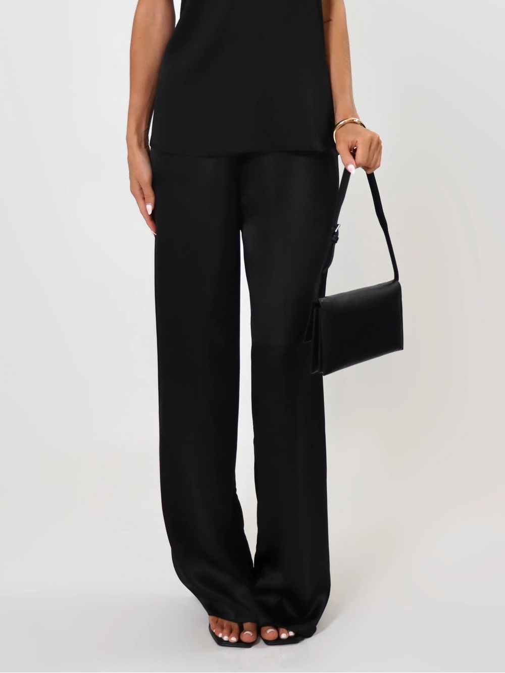 NWT April Seven Satin Pants in Black